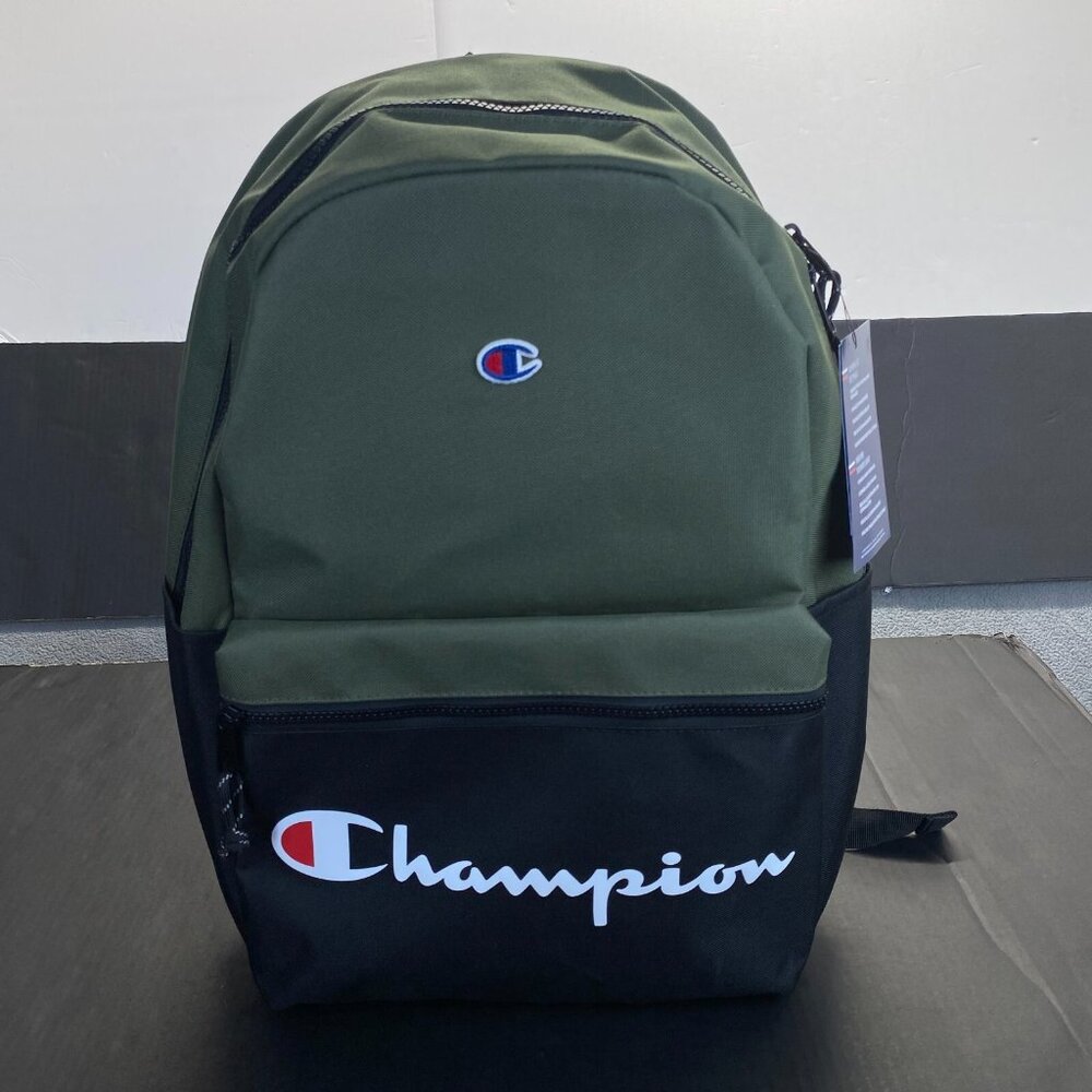Champion 15” Backpack Black/Green cript Logo,Laptop Sleeve,Padded Straps New